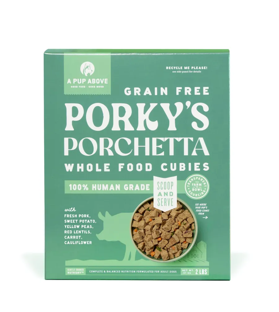 Hot A Pup Above Cubies Porky's Porchetta Grain-Free Dry Dog Food, 2-lb