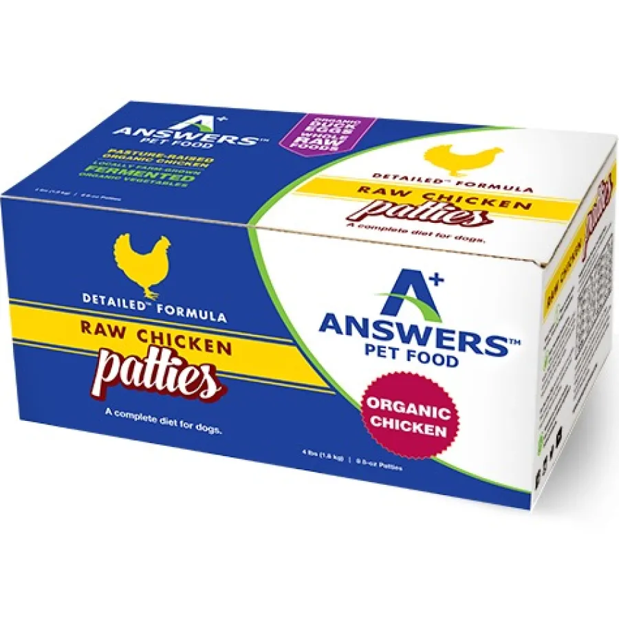 Best Answers Detailed Formula Raw Chicken Frozen Dog Food, Patties, 4-lb