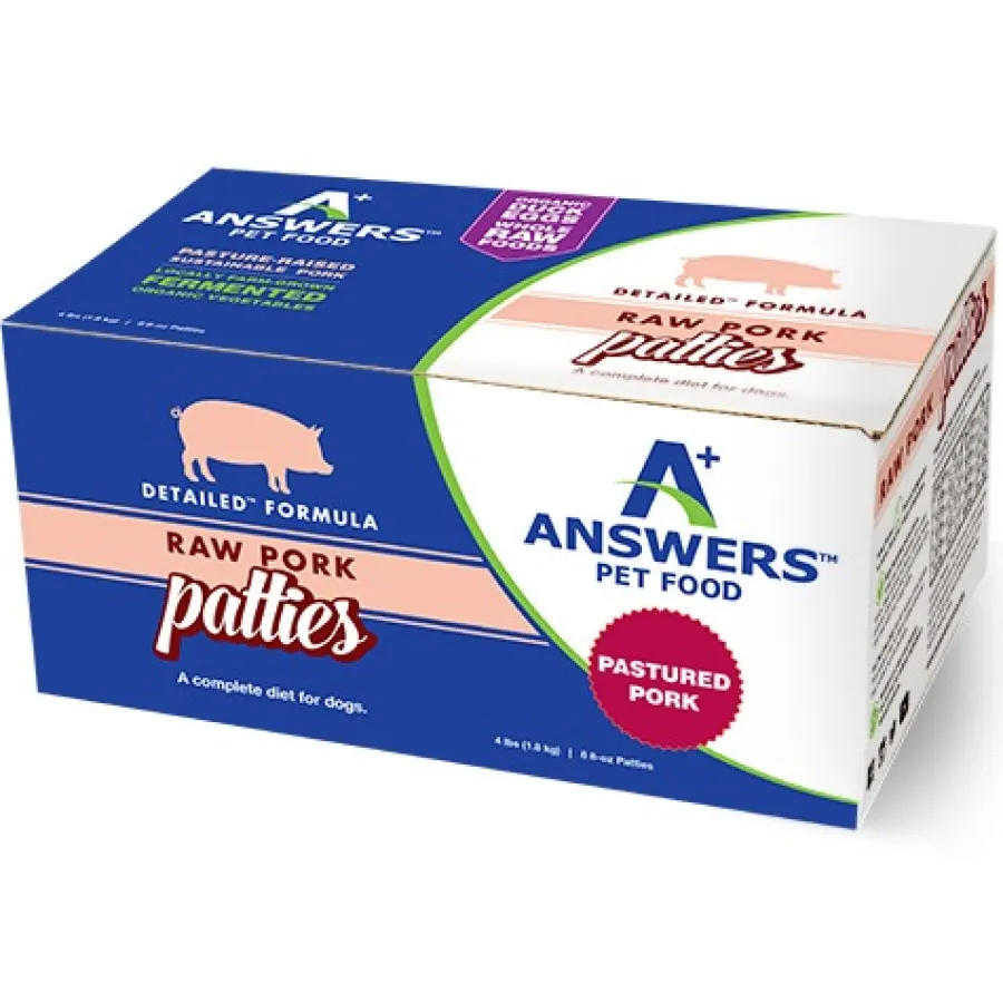 Online Answers Detailed Formula Raw Pork Frozen Dog Food, Patties, 4-lb