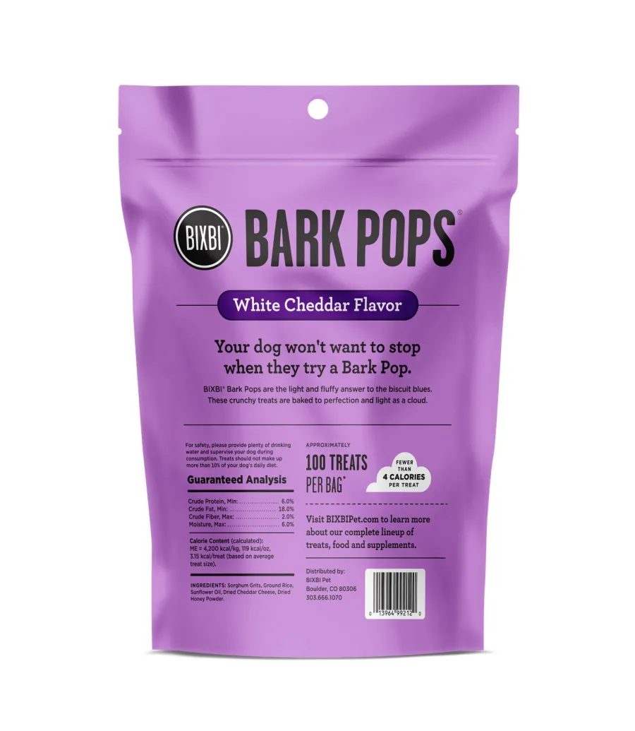 Outlet BIXBI Pet BIXBI Bark Pops White Cheddar Flavor Dog Treats, 4-oz