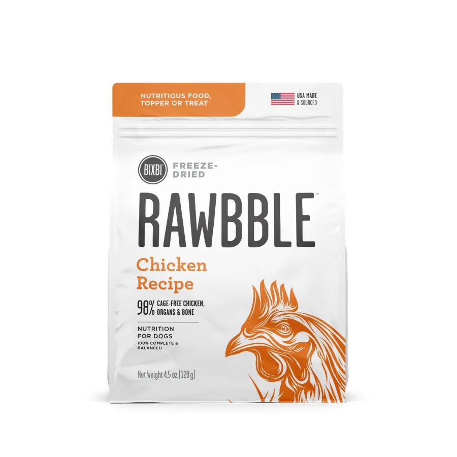 Clearance BIXBI Pet BIXBI RAWBBLE Chicken Recipe Freeze-Dried Dog Food, 4.5-oz