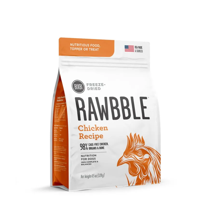 Clearance BIXBI Pet BIXBI RAWBBLE Chicken Recipe Freeze-Dried Dog Food, 4.5-oz