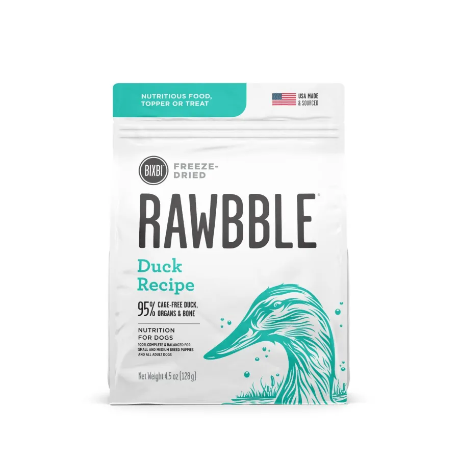 Flash Sale BIXBI Pet BIXBI RAWBBLE Duck Recipe Freeze-Dried Dog Food, 4.5-oz
