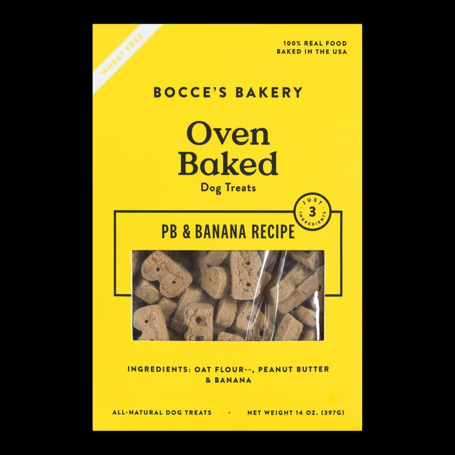 Hot Bocce's Bakery Better Basics Peanut Butter and Banana Dog Biscuits, 14-oz
