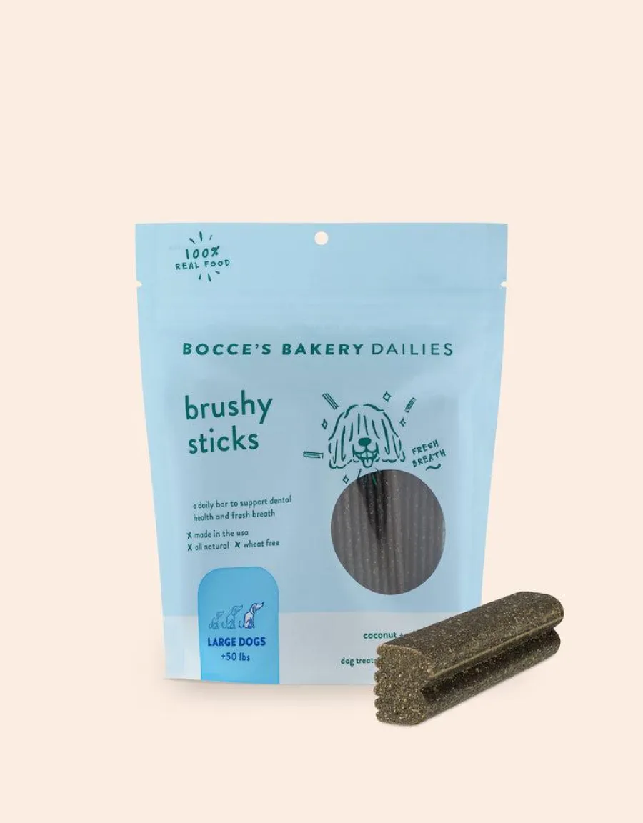 Outlet Bocce's Bakery Dailies Brushy Sticks Treats for Large Dogs, 16-oz