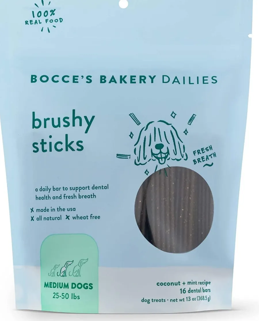 Sale Bocce's Bakery Bocce’s Bakery Dailies Brushy Sticks Treats for Medium Dogs, 13-oz