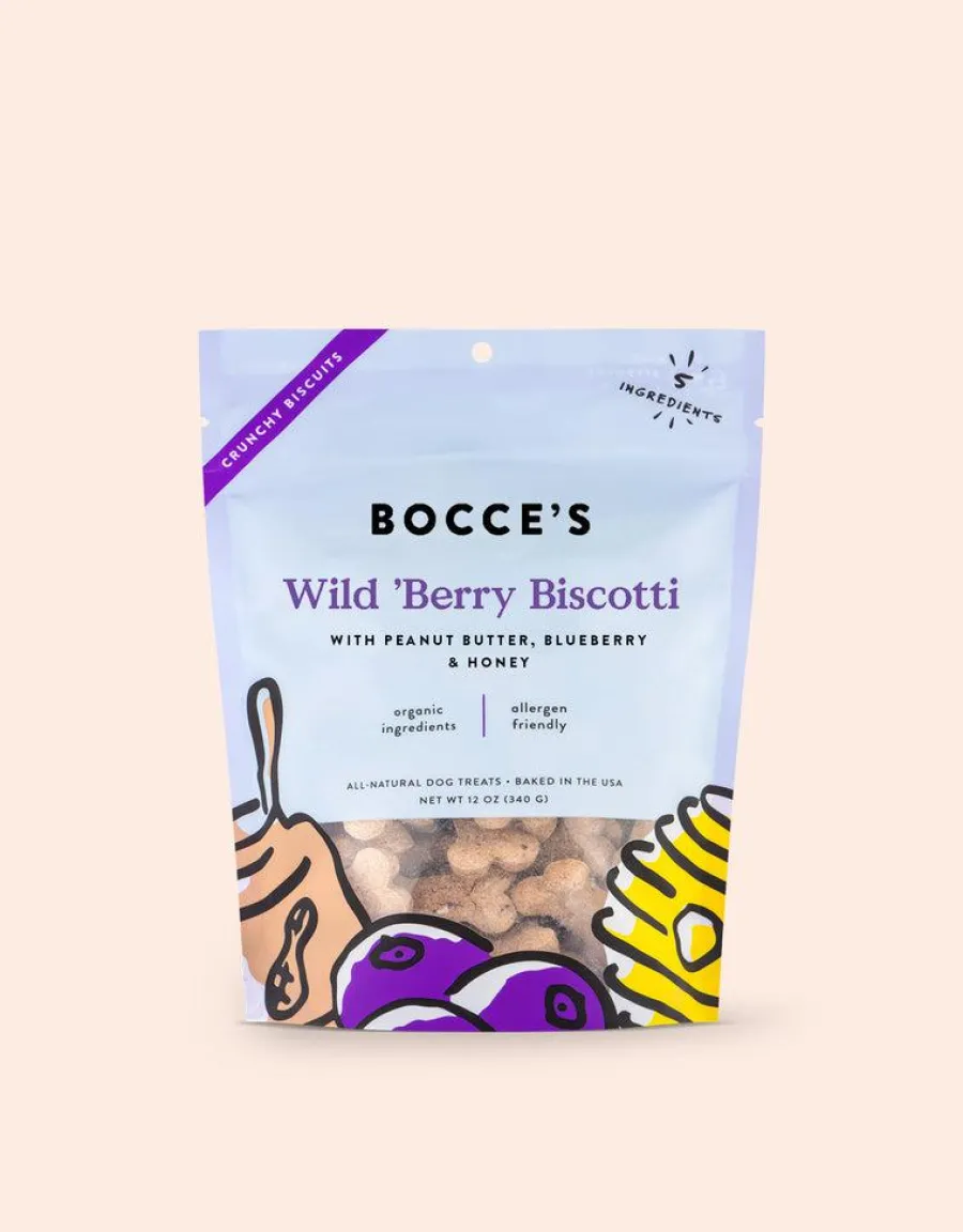 Outlet Bocce's Bakery Wild 'Berry Biscotti Biscuits Dog Treats, 12-oz