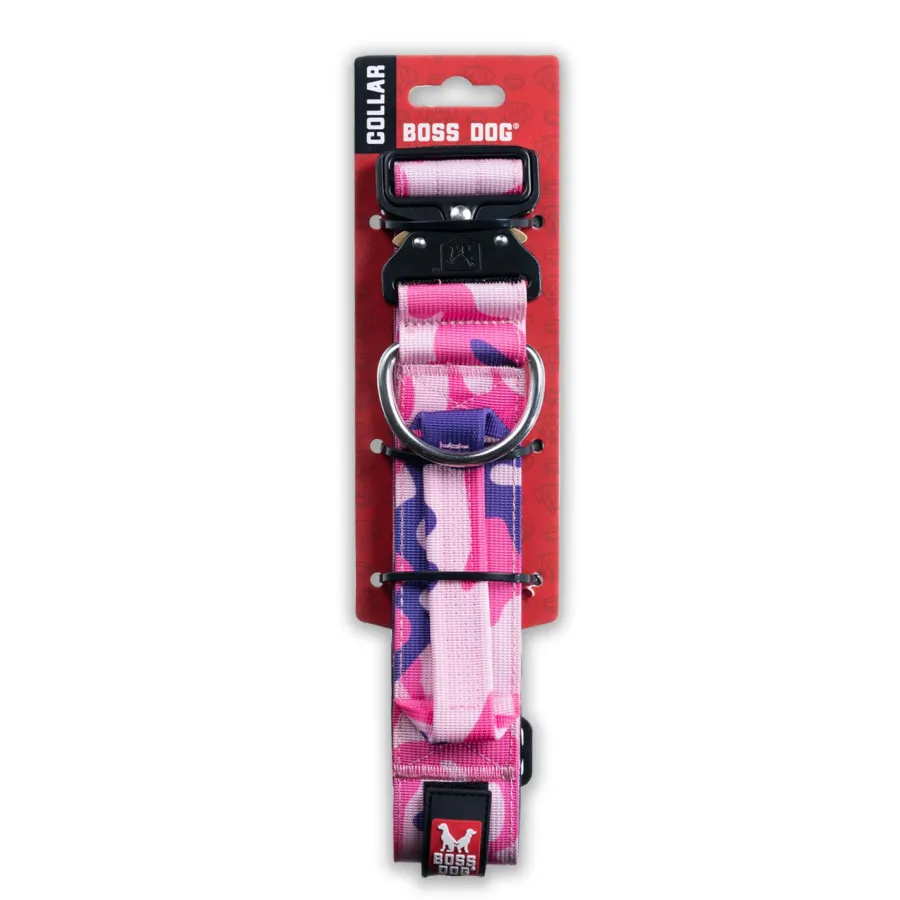 Store Boss Dog Boss Tactical Dog Collar, Camo Pink, 1.2-in x 13-16-in