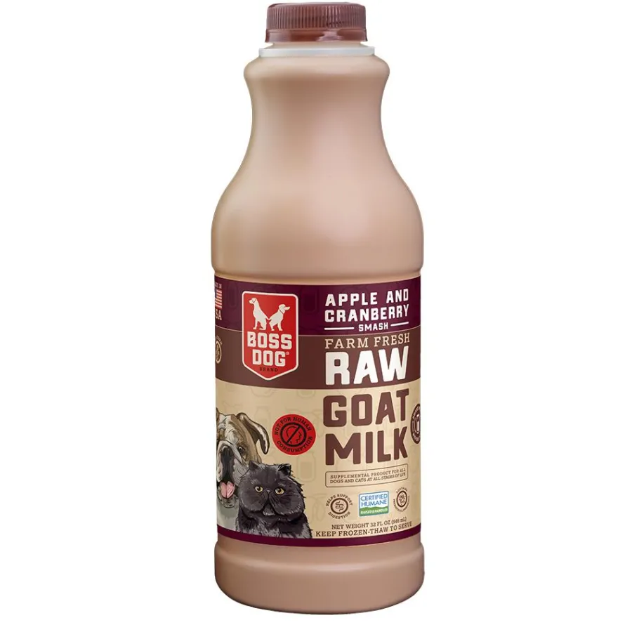 Sale Boss Dog Farm Fresh Raw Goat Milk Apple & Cranberry Smash for Dogs & Cats, 32-oz