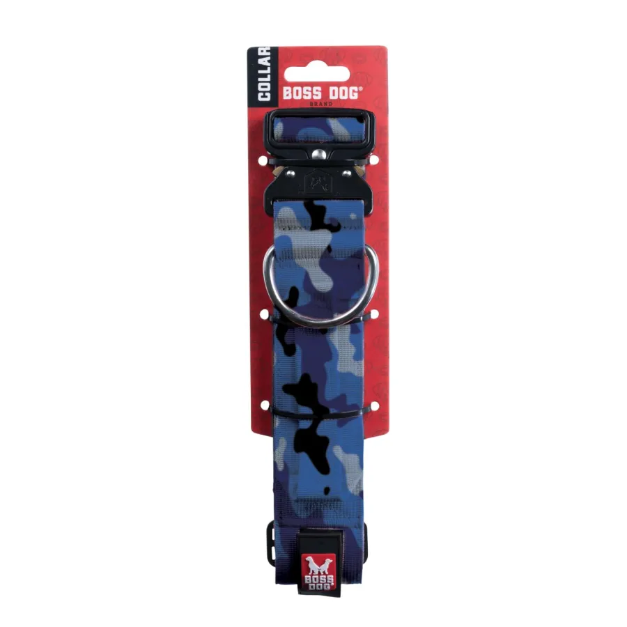 Outlet Boss Dog Tactical Dog Collar, Blue Camo, Medium
