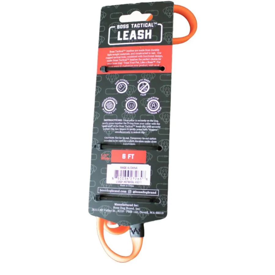 Store Boss Dog Tactical TPU Tracking Dog Leash, Hunter Orange, 0.5-in x 6-ft
