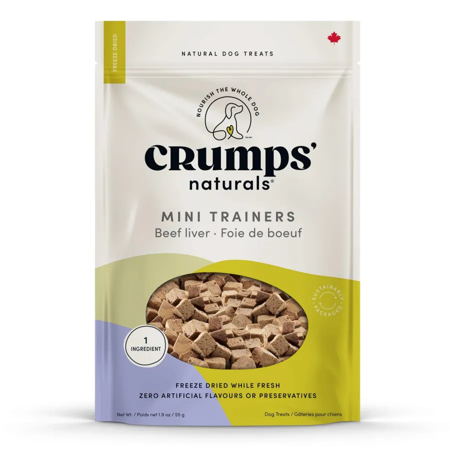New Crumps ' Naturals Mini Trainers Beef Liver Freeze-Dried Dog Treats, 55-gram