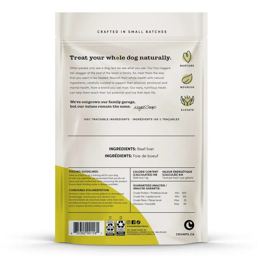 New Crumps ' Naturals Mini Trainers Beef Liver Freeze-Dried Dog Treats, 55-gram