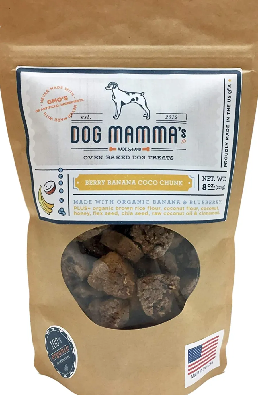 Sale Dog Mamma's Berry Banana Coco Chunk Organic Dog Treats, 8-oz