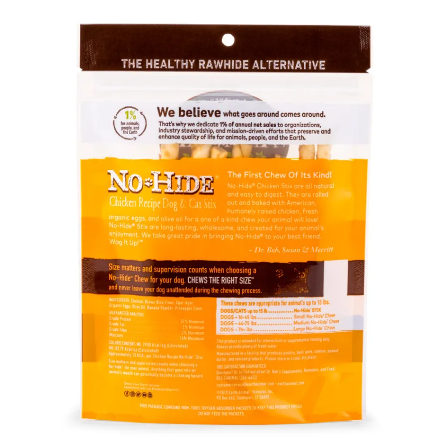 Hot Earth Animal No-Hide Chicken Stix Chew Dog Treat, 10-pk