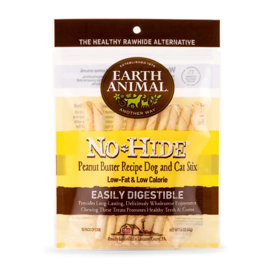 New Earth Animal No-Hide Peanut Butter Stix Chew Dog Treat, 10-pack