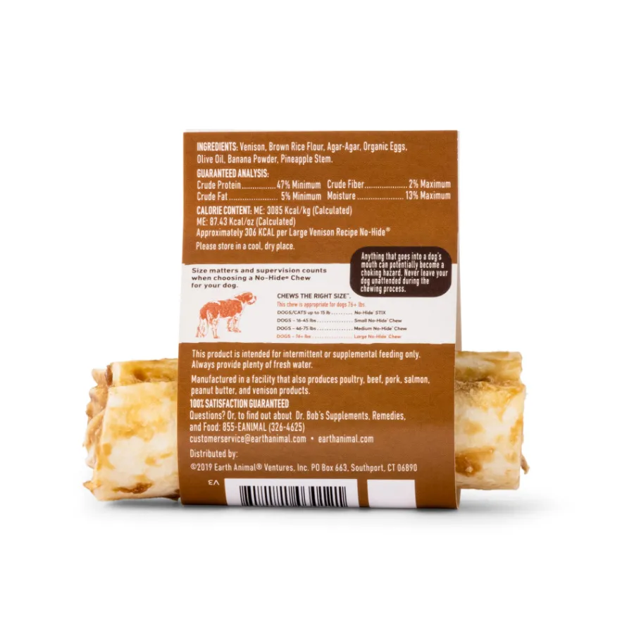 Outlet Earth Animal No-Hide Venison Chew Dog Treat, Small