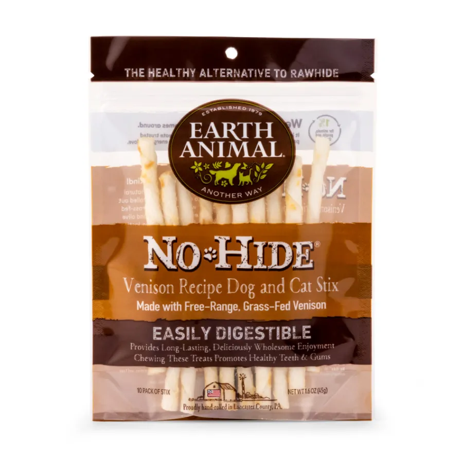 Hot Earth Animal No-Hide Venison Stix Chew Dog Treat, 10-pack