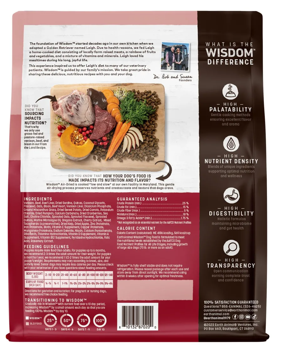 Best Sale Earth Animal Wisdom From The Land Air-Dried Dog Food, 2-lb