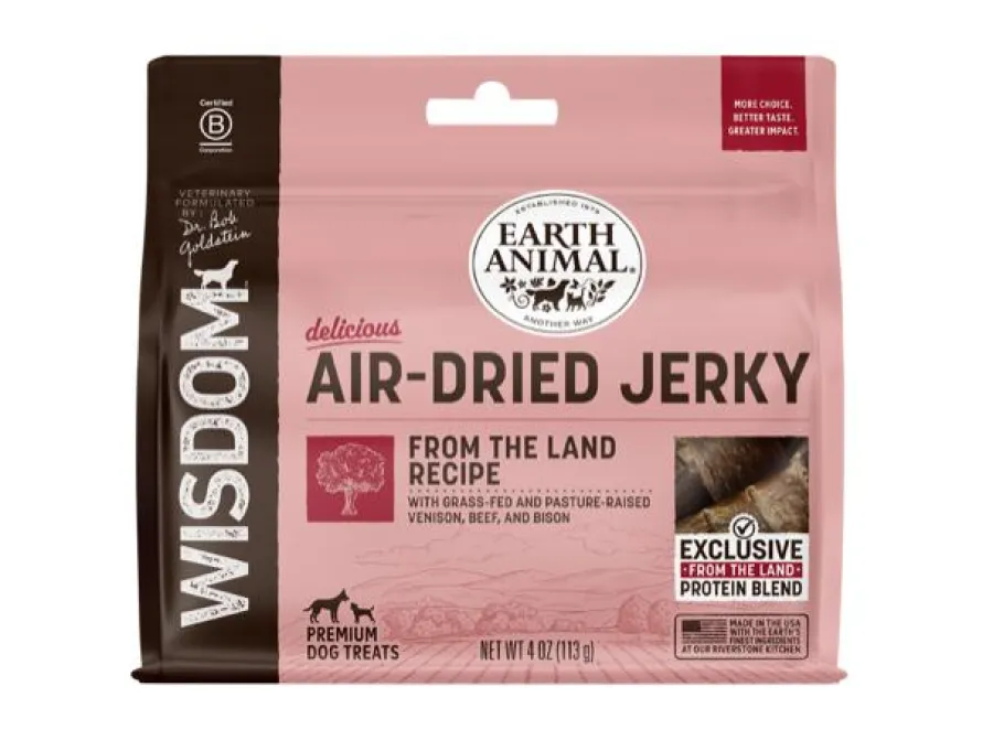New Earth Animal Wisdom Jerky From the Land Air-Dried Dog Treats, 4-oz