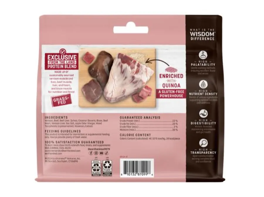 New Earth Animal Wisdom Jerky From the Land Air-Dried Dog Treats, 4-oz
