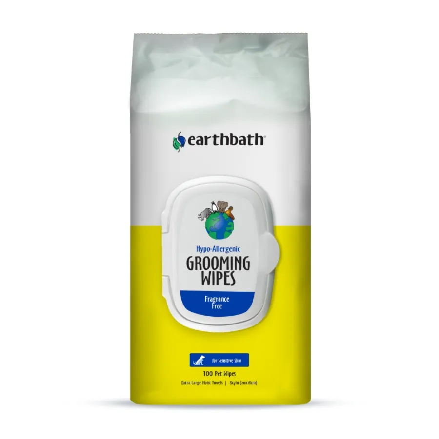 Outlet earthbath Hypo-Allergenic Grooming Wipes, Fragrance Free, 100-count