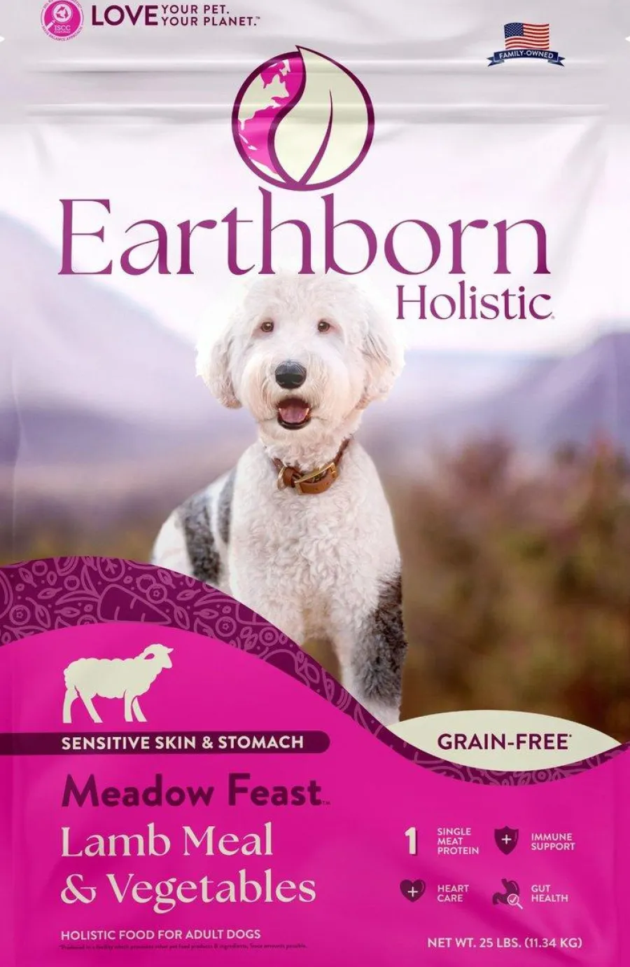 Online Earthborn Holistic Meadow Feast Lamb Meal & Vegetables Grain-Free Dry Dog Food, 25-lb