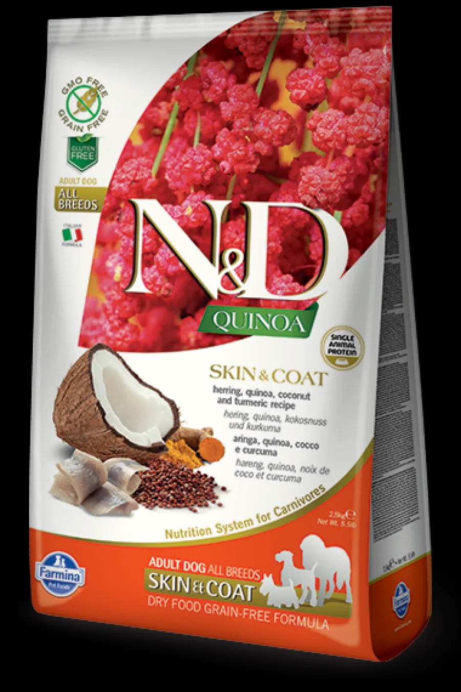 Hot Farmina N&D Quinoa Skin & Coat Herring Adult Dry Dog Food, 5.5-lb