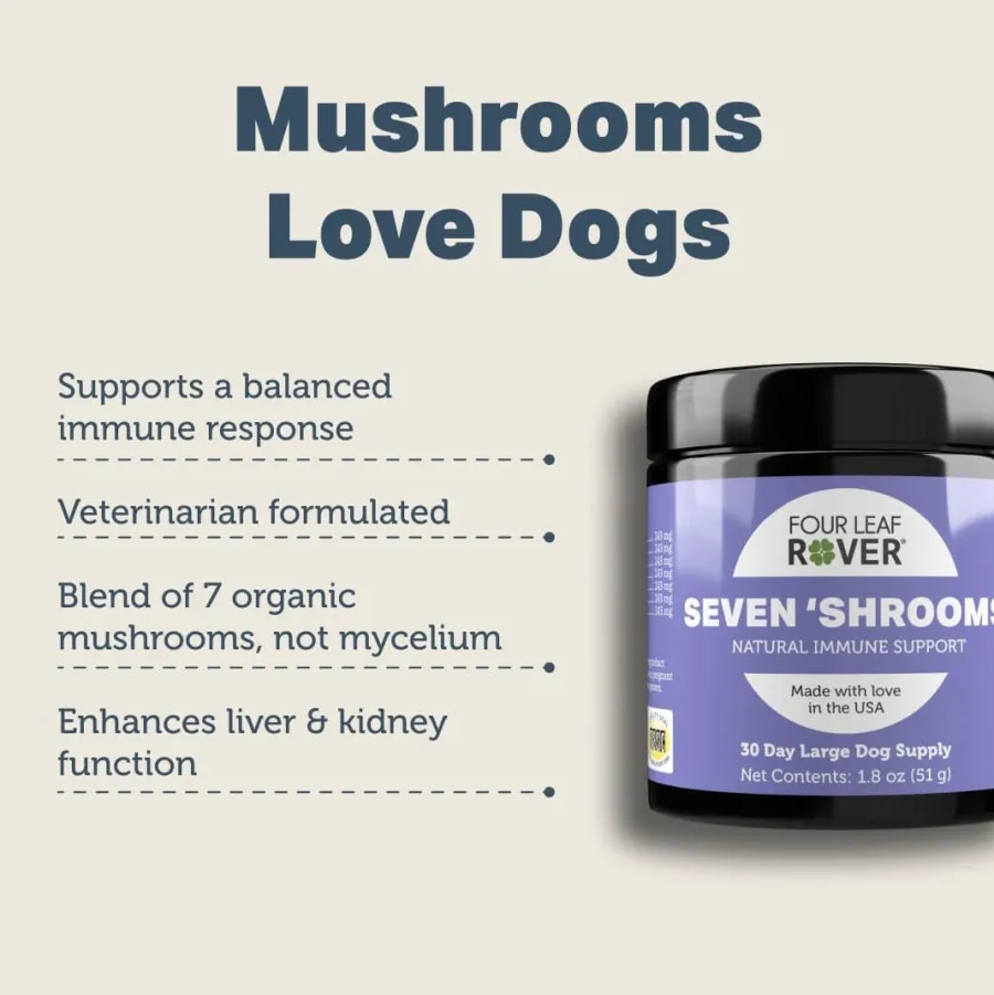 Flash Sale Four Leaf Rover Seven 'Shrooms Natural Immune Support Dog Supplement, 1.8-oz