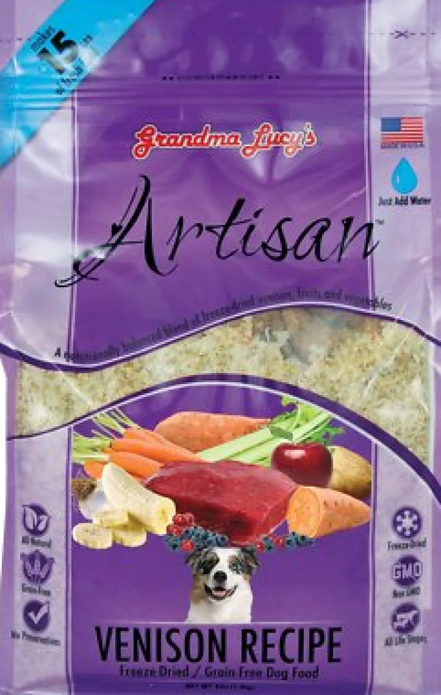 Store Grandma Lucy's Artisan Grain-Free Venison Freeze-Dried Dog Food, 3-lb