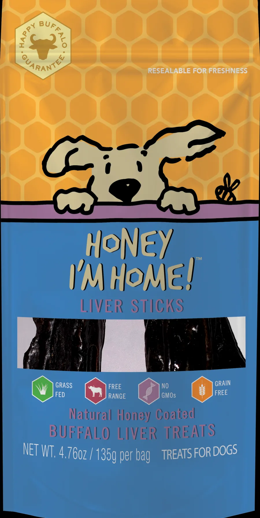 Flash Sale Honey I'm Home Natural Honey Coated Buffalo Liver Sticks Dog Treats, 4.76-oz