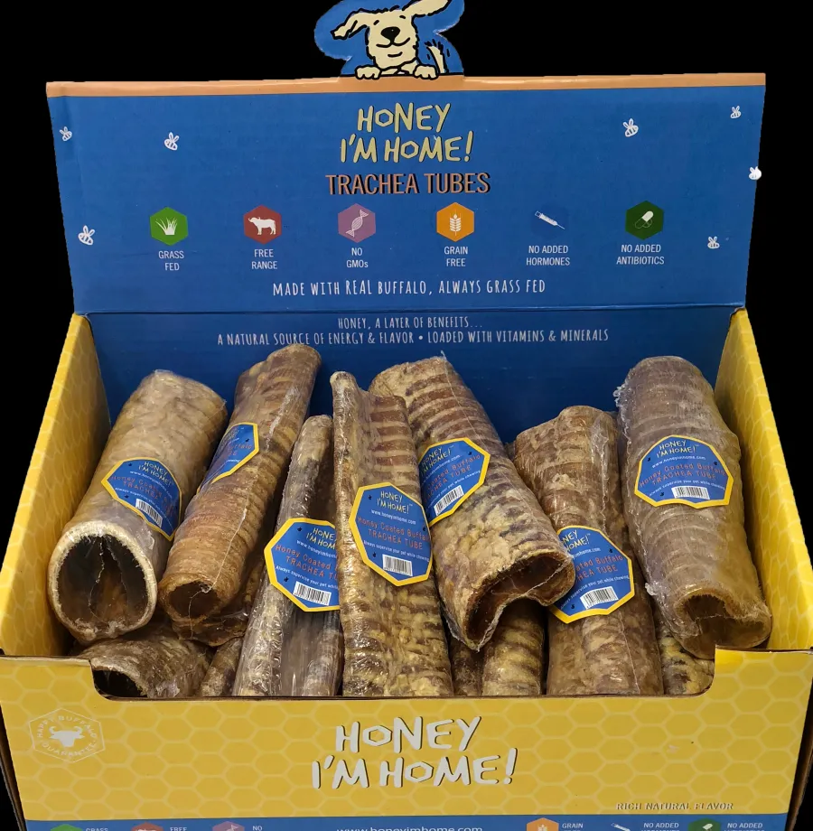 Cheap Honey I'm Home Natural Honey Coated Buffalo Trachea Tubes Dog Treats, 1 count