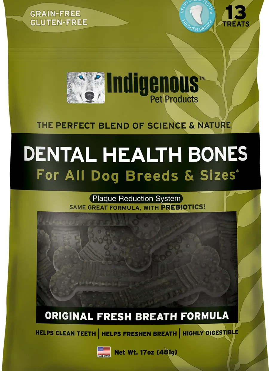 Online Indigenous Pet Indigenous Fresh Breath Formula Dental Bones Dog Treats, 13-count
