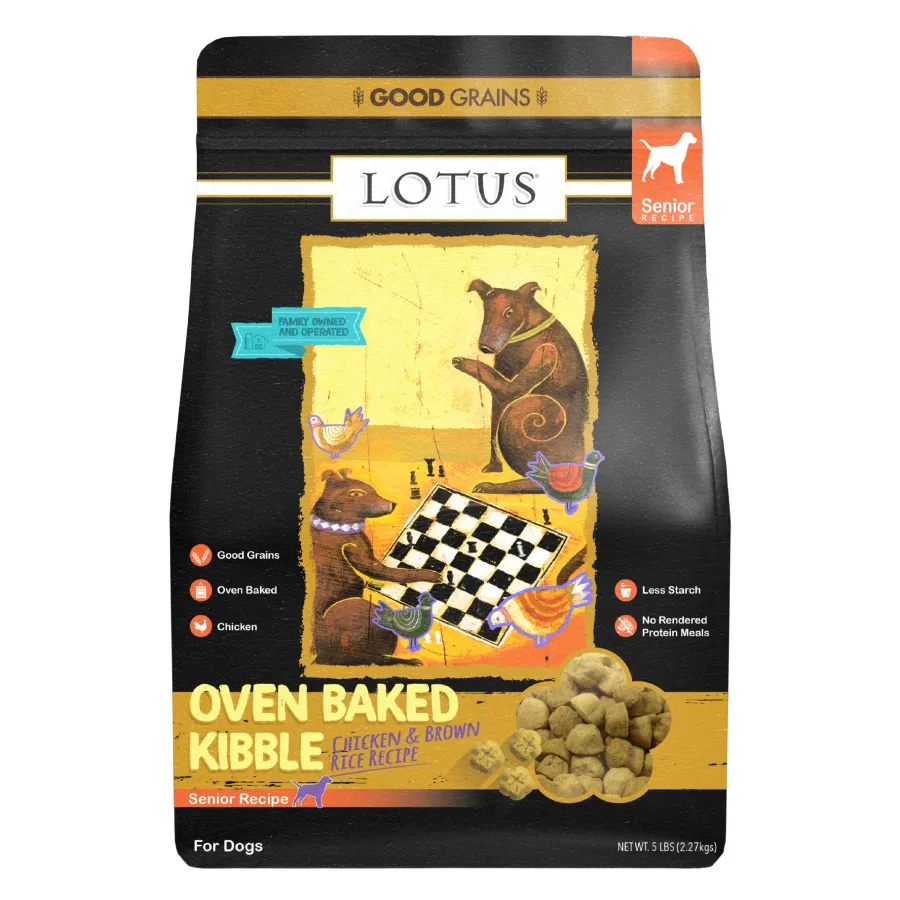 Best Sale Lotus Regular Bites Oven-Baked Chicken & Brown Rice Senior Dry Dog Food, 4-lb
