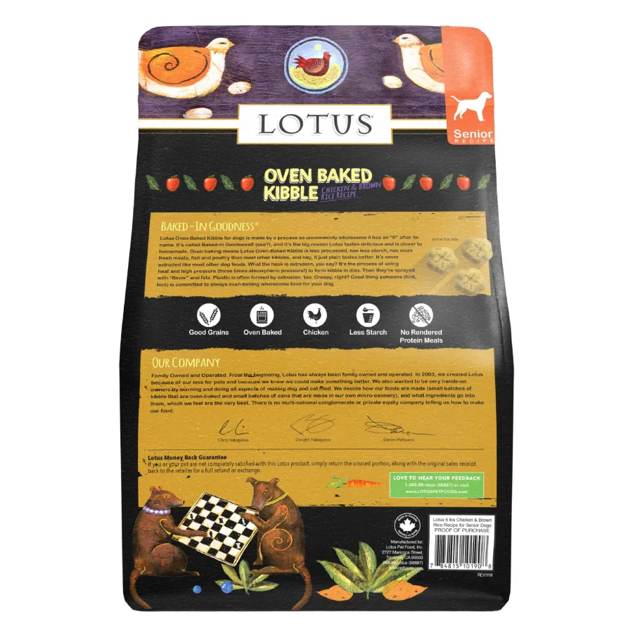 Best Sale Lotus Regular Bites Oven-Baked Chicken & Brown Rice Senior Dry Dog Food, 4-lb