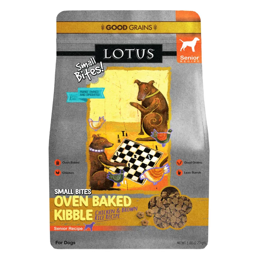 New Lotus Small Bites Oven-Baked Chicken & Brown Rice Senior Dry Dog Food, 4-lb