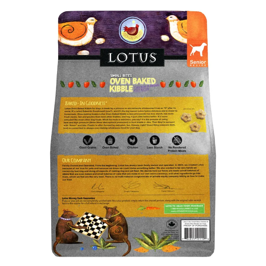 New Lotus Small Bites Oven-Baked Chicken & Brown Rice Senior Dry Dog Food, 4-lb