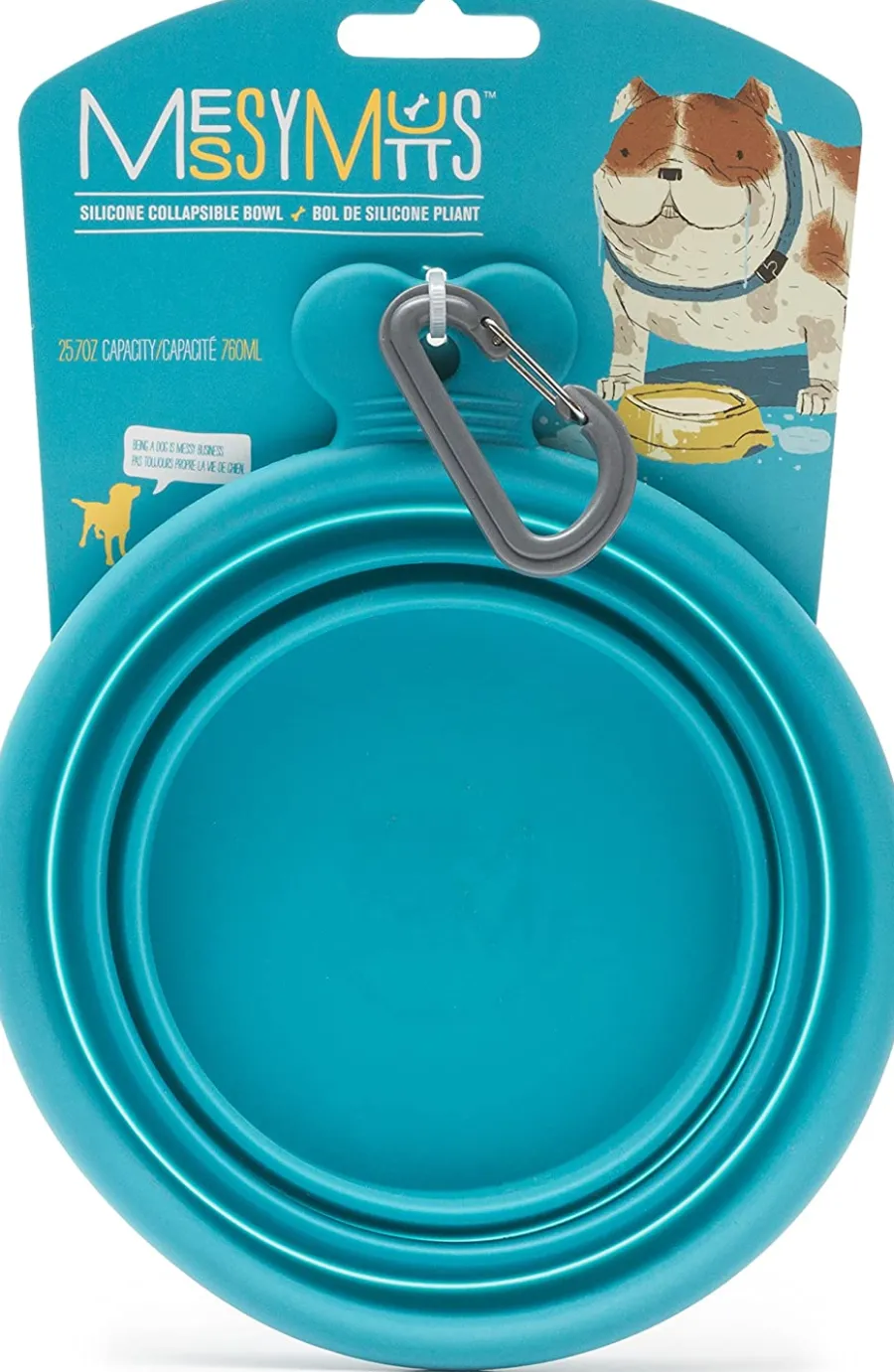 Cheap Messy Mutts Silicone Collapsible Travel Dog Bowl, Blue, Small