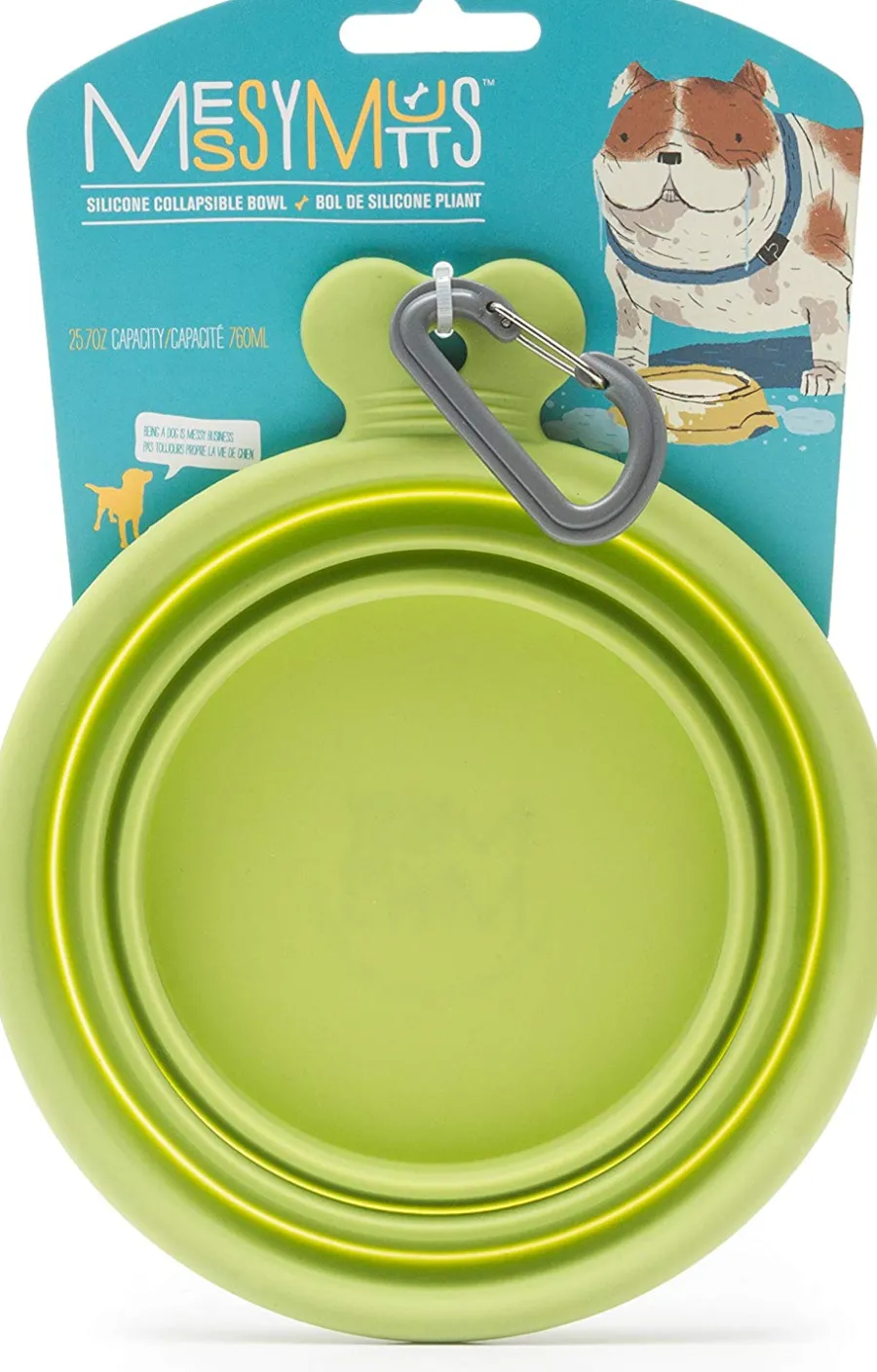 Cheap Messy Mutts Silicone Collapsible Travel Dog Bowl, Green, Small