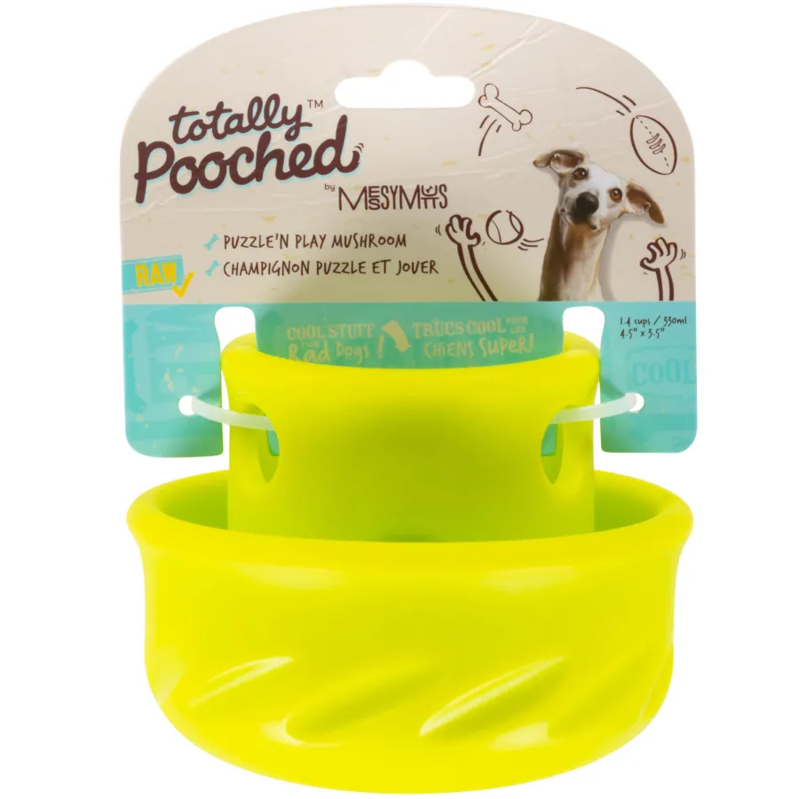 Discount Messy Mutts Totally Pooched Puzzle'n Play Mushroom Dog Toy, Green, 4-in x 3.5-in
