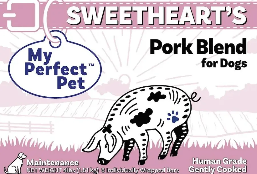 New My Perfect Pet Sweetheart’s Pork Frozen Dog Food, 4-lb