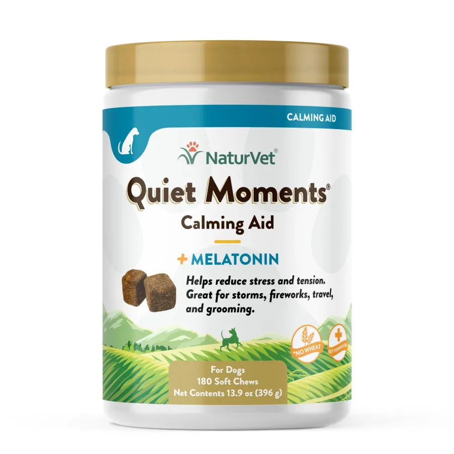 Best NaturVet Quiet Moments Calming Aid Plus Melatonin Soft Chews Dog Supplement, 180-count
