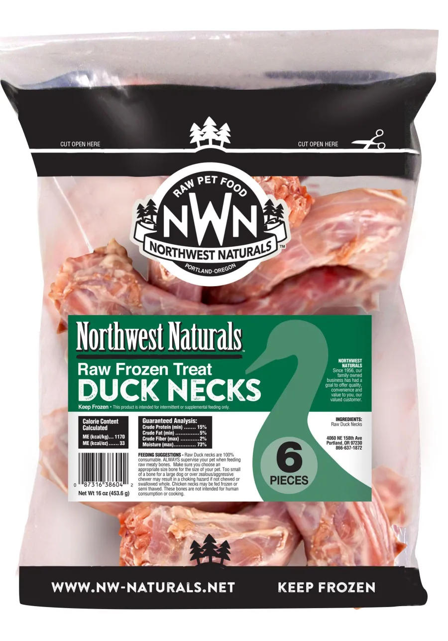 Hot Northwest Naturals Raw Duck Necks Frozen Dog Food, 6-count