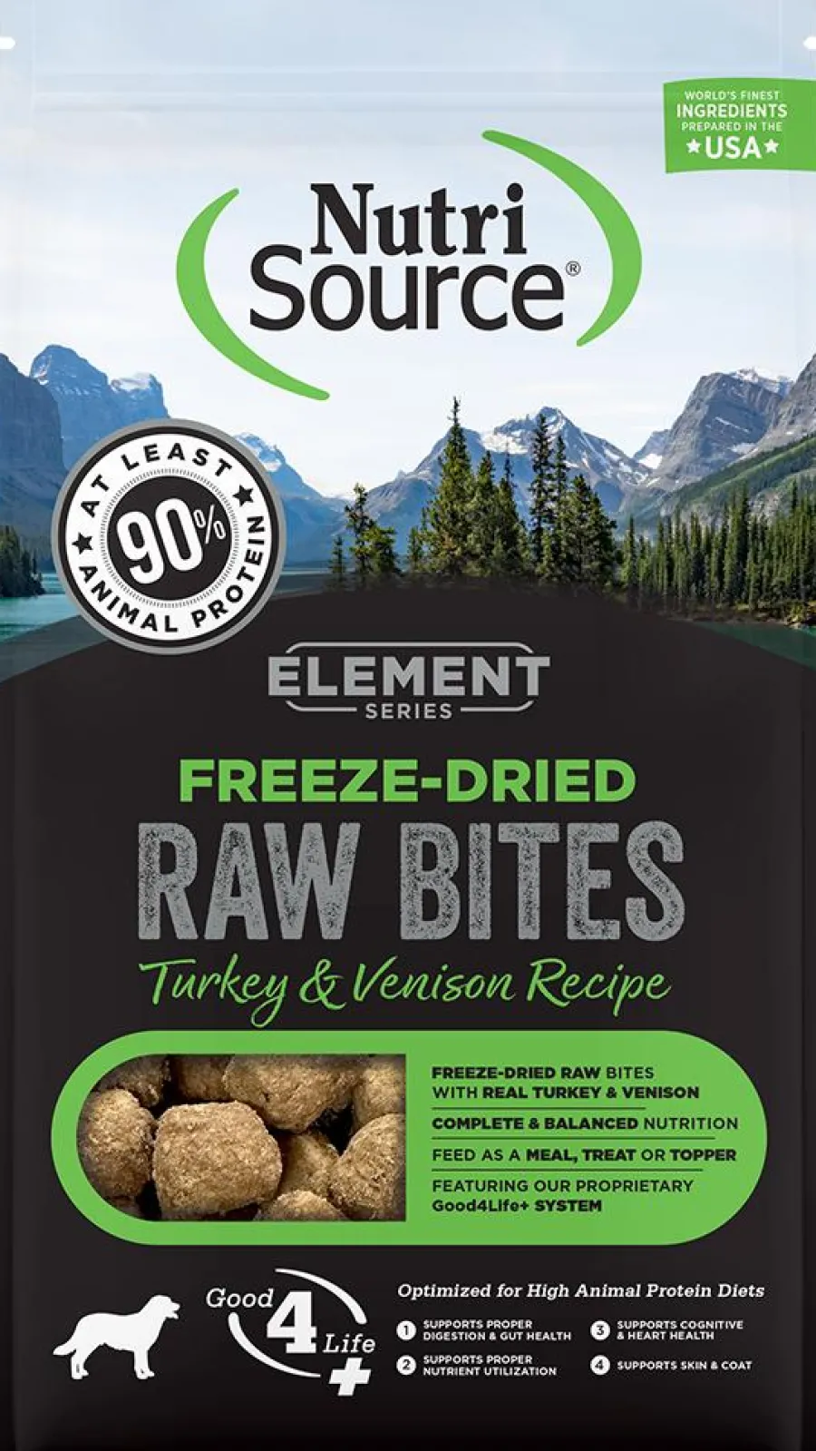 Best Sale NutriSource Element Series Turkey & Venison Raw Bites Freeze-Dried Dog Food, 2.5-oz