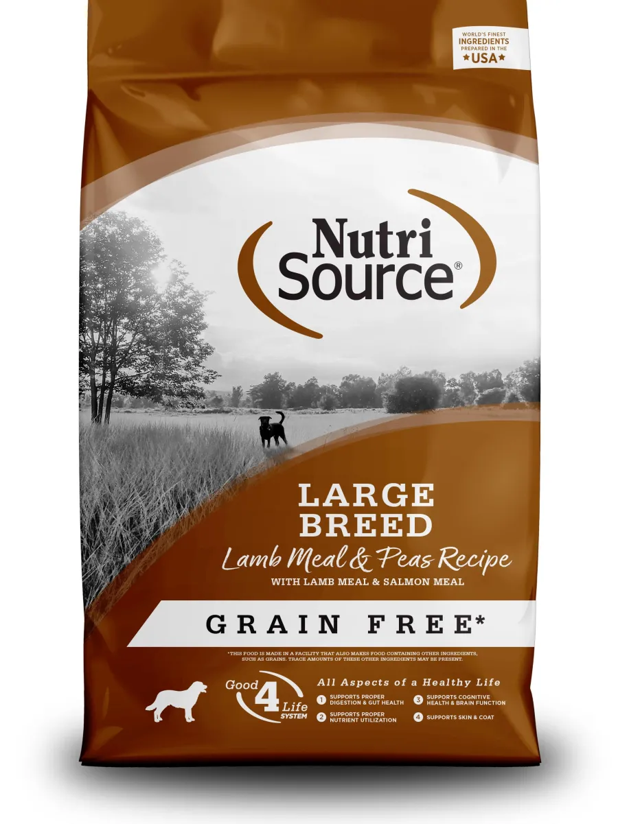 New NutriSource Large Breed Lamb Meal & Peas Recipe Grain-Free Dry Dog Food, 26-lb
