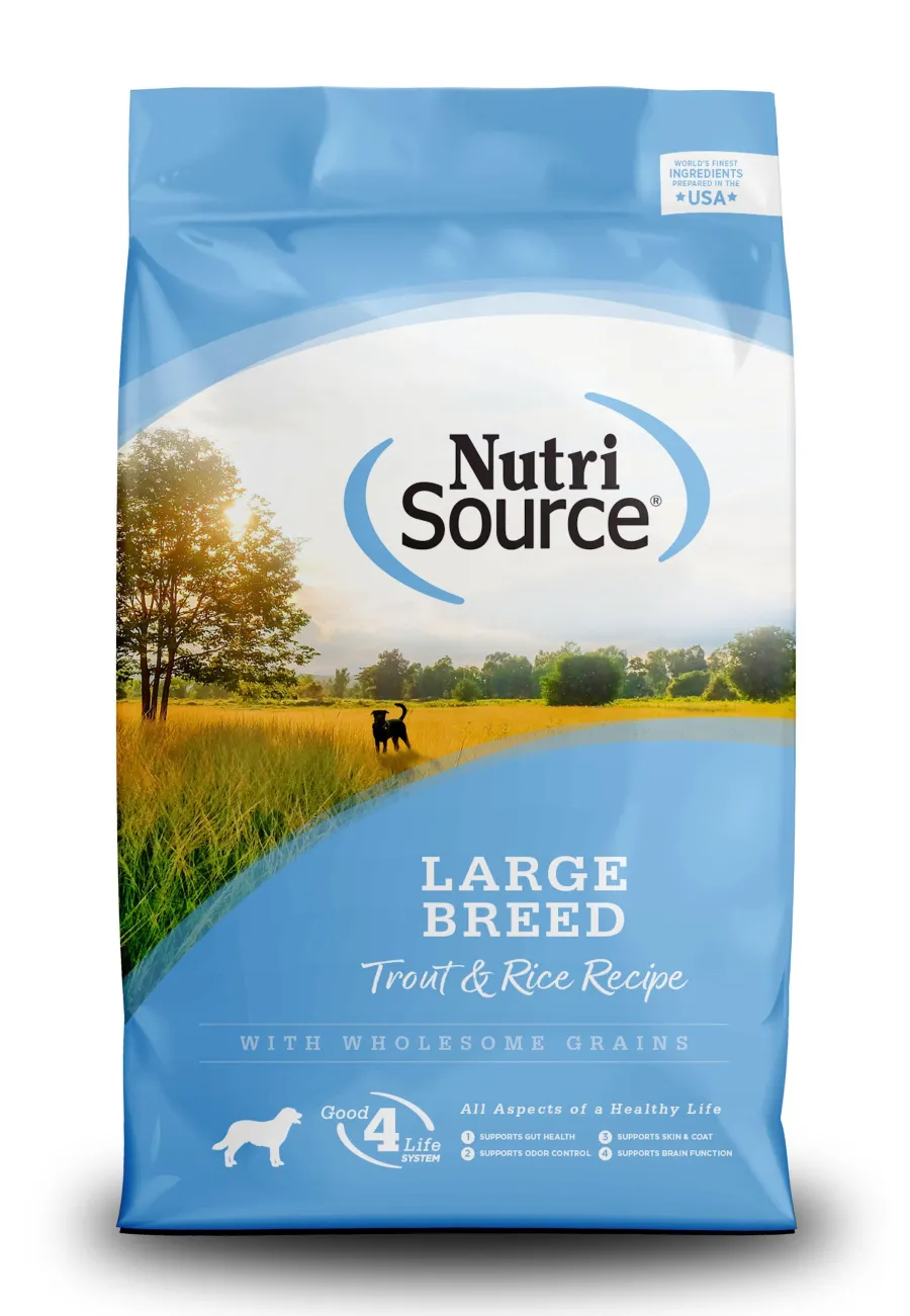 Discount NutriSource Large Breed Trout & Rice Recipe with Wholesome Grains Dry Dog Food, 26-lb
