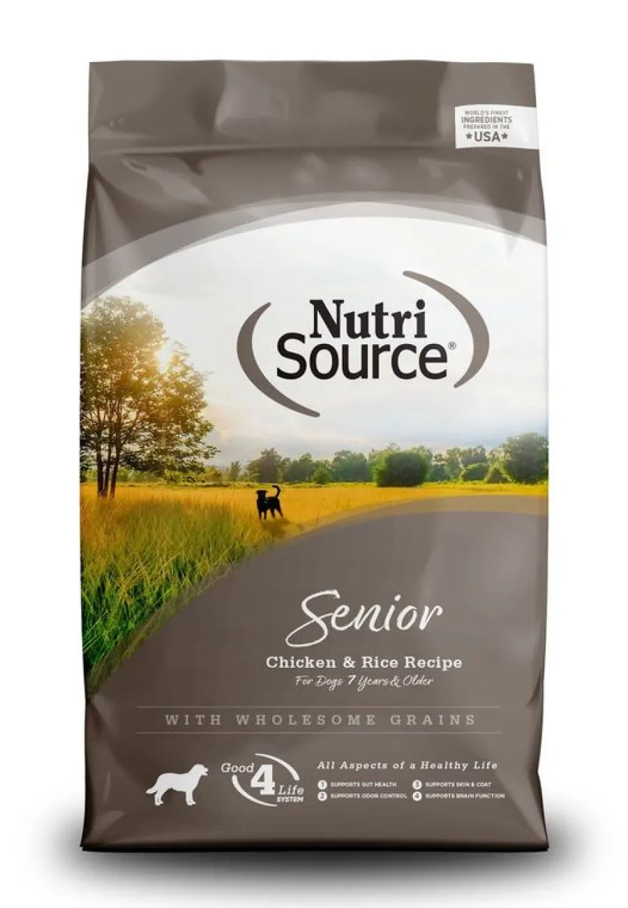 Cheap NutriSource Senior Chicken & Rice with Wholesome Grains Dry Dog Food, 12-lb