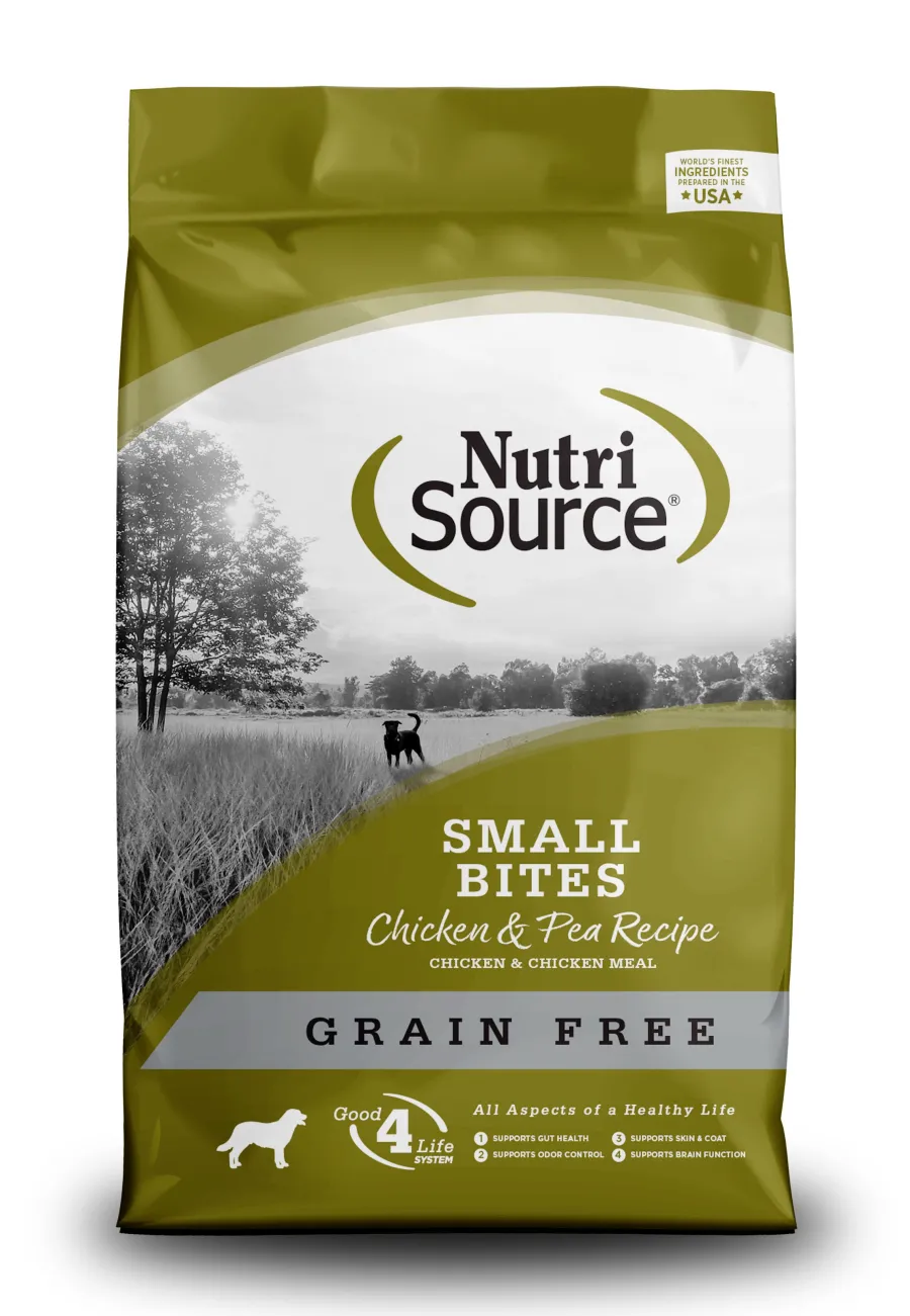 Clearance NutriSource Small Bites Chicken & Peas Grain-Free Dry Dog Food, 4-lb