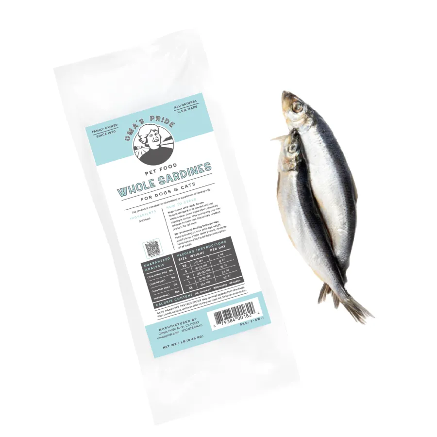 Best Sale Oma's Pride Whole Sardines Frozen Dog & Cat Food, 1-lb