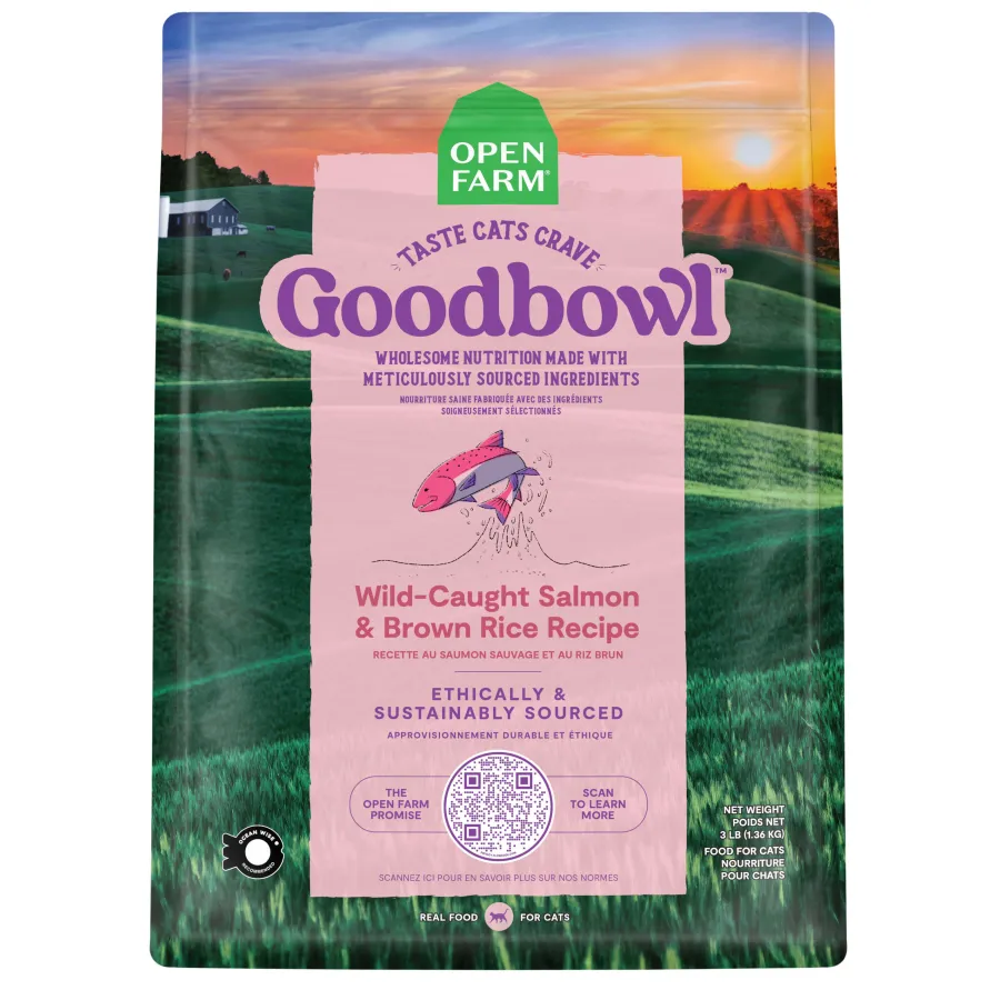 Cheap Open Farm Goodbowl Wild-Caught Salmon & Brown Rice Dry Cat Food, 3-lb